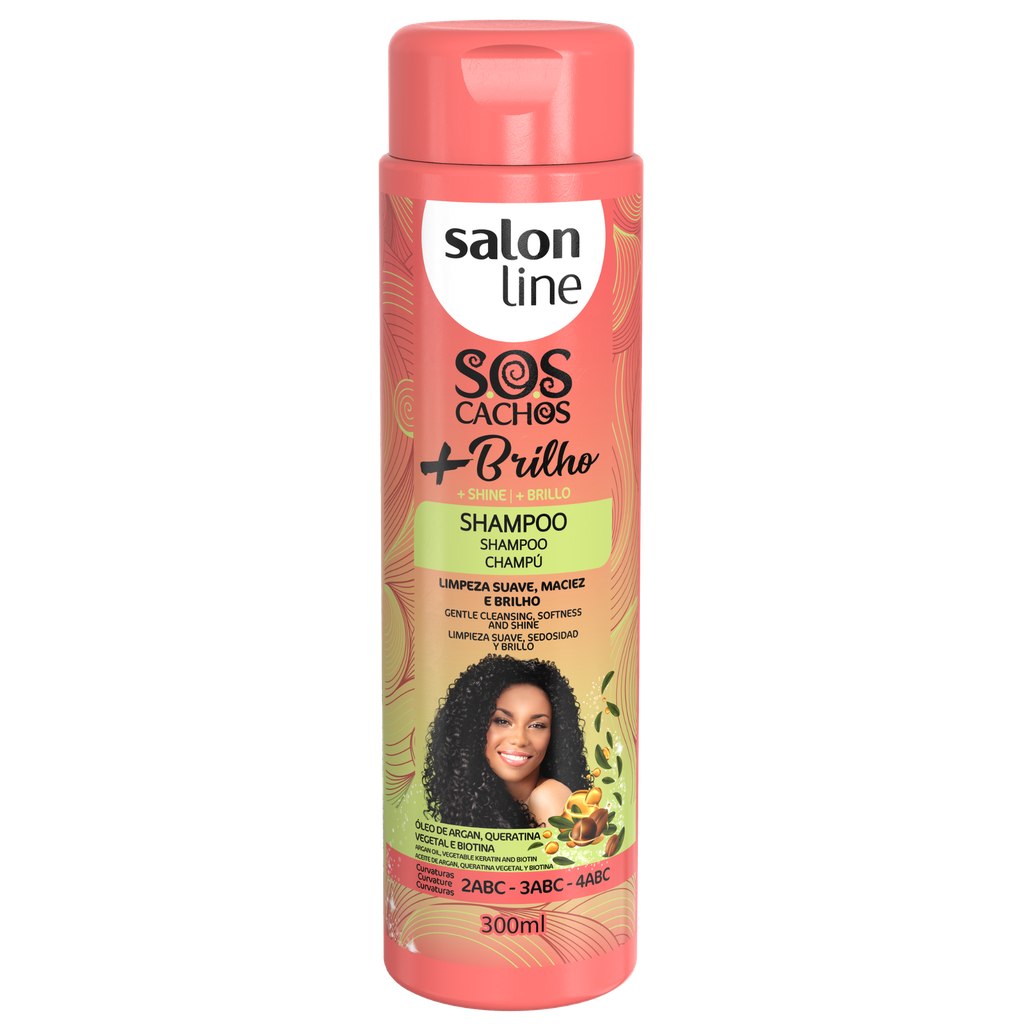Shampoo - SOS Curls - +Shine - Gently Cleanses and Enhances Shine - Salon Line 300ml