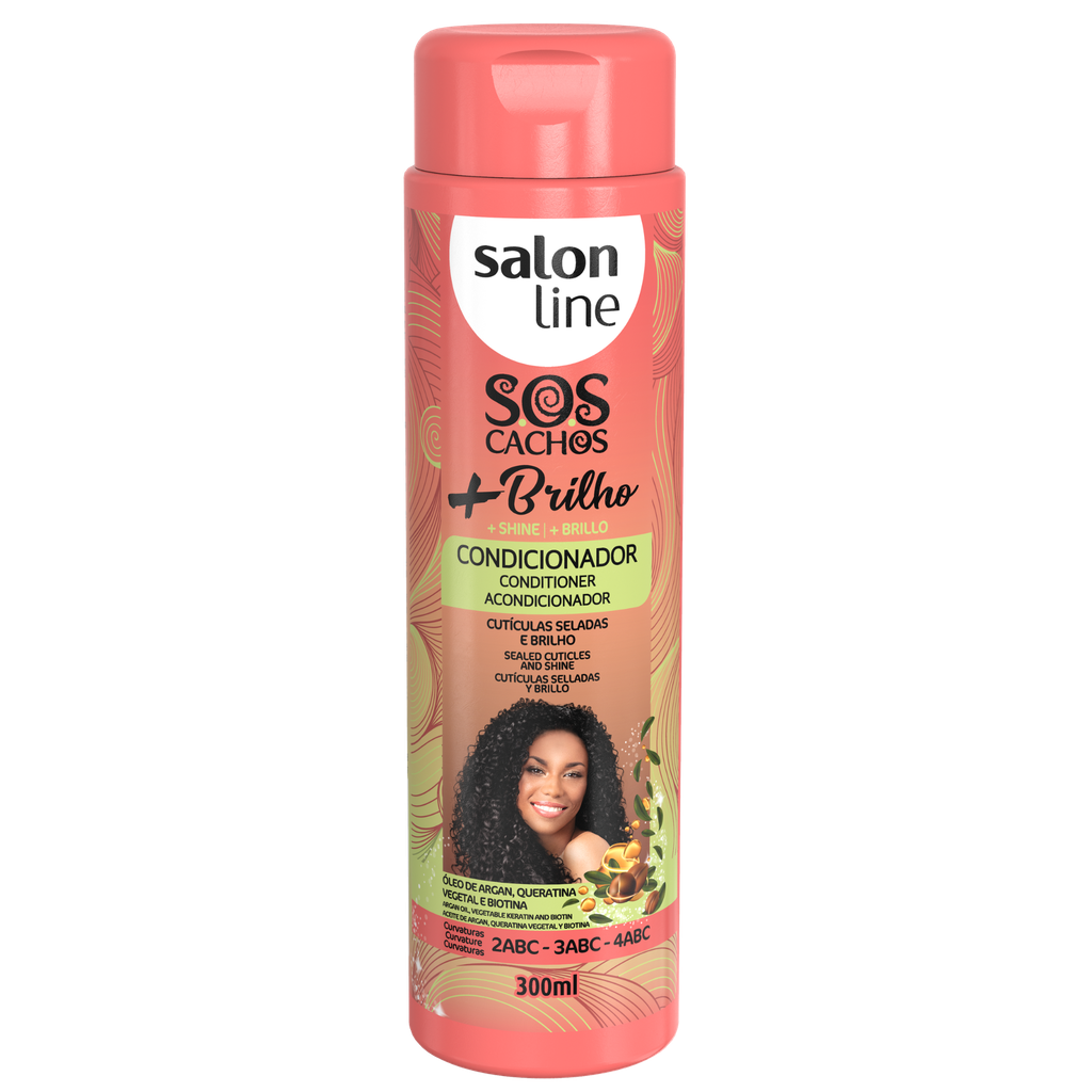 Leave-In Cream with Activator - SOS Curls +Shine - Enhances Shine and Defines Curls - Salon Line 300ml