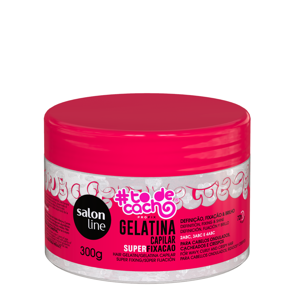 Gelatin - #ToDeCacho Super Hold - Provides Intense Definition and Long-Lasting Hold - Salon Line 300g