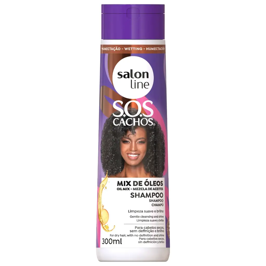 Champô - SOS Cachos - Mix de Óleos - Limpa Suavemente e Nutre Profundamente os Cachos - Salon Line 300ml