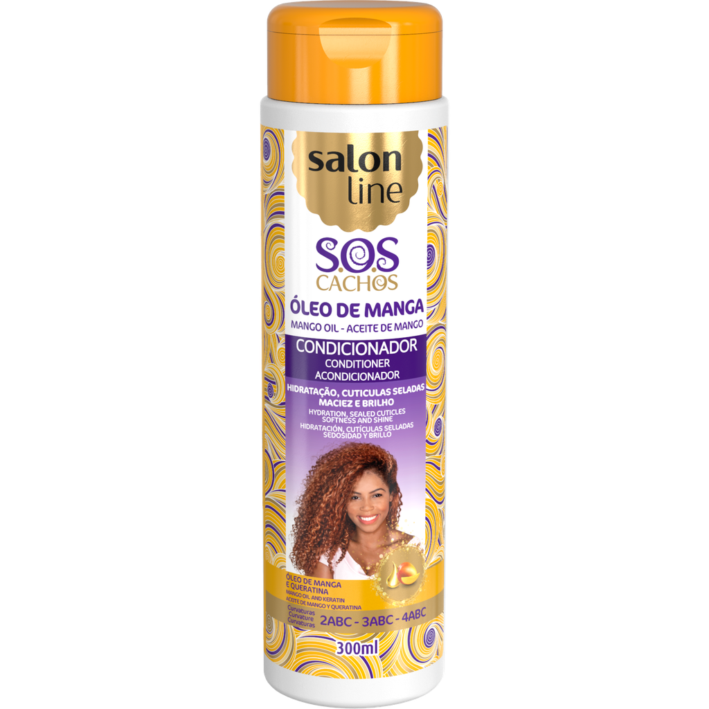 Après-Shampooing Hydratant - SOS Boucles Huile de Mangue - Hydrate et Nourrit les Boucles - Salon Line 300ml