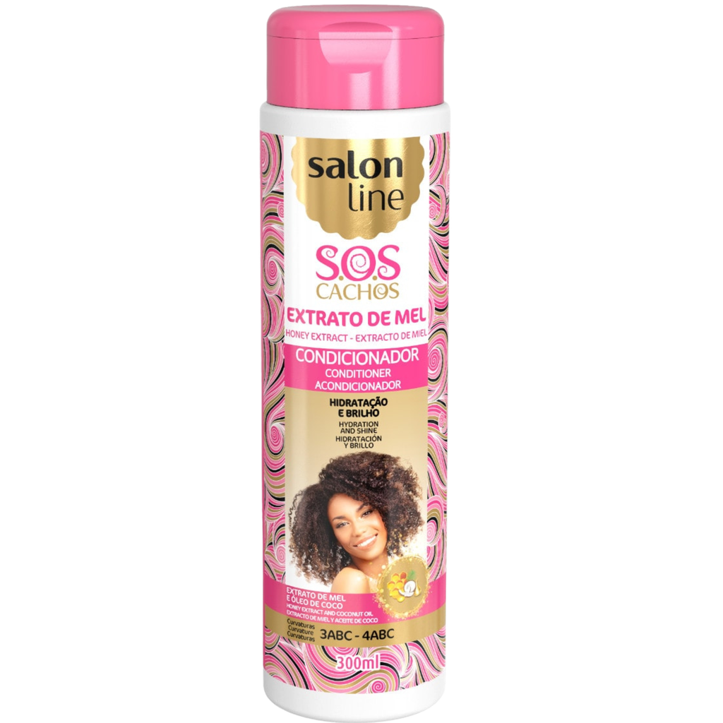 Conditionneur - Miel - SOS Cachos Intensos Mel - Hydrate et Nourrit les Boucles - Salon Line 300ml