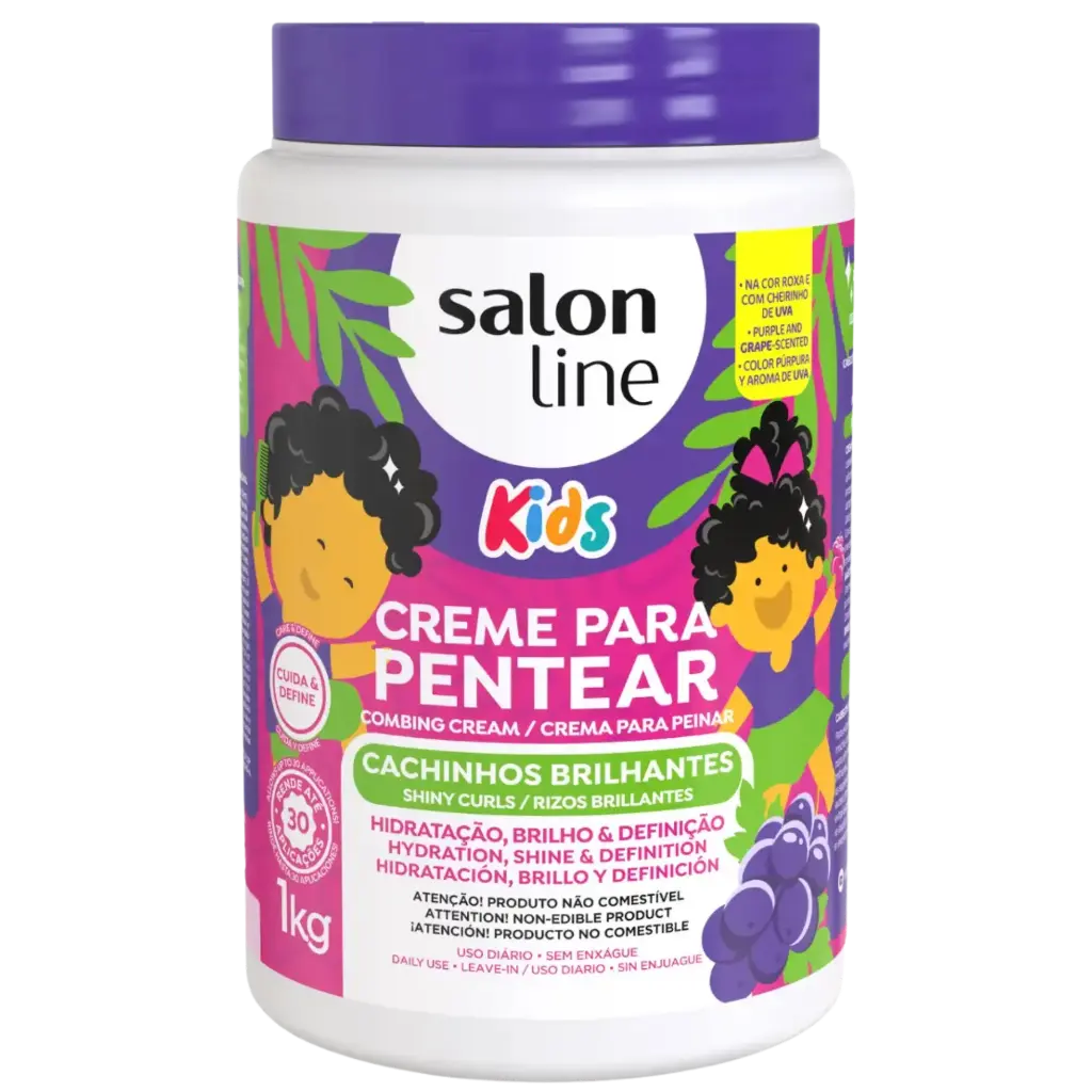 Crème Coiffante Kids - Raisin - Cachinhos Brilhantes - Salon Line 1kg