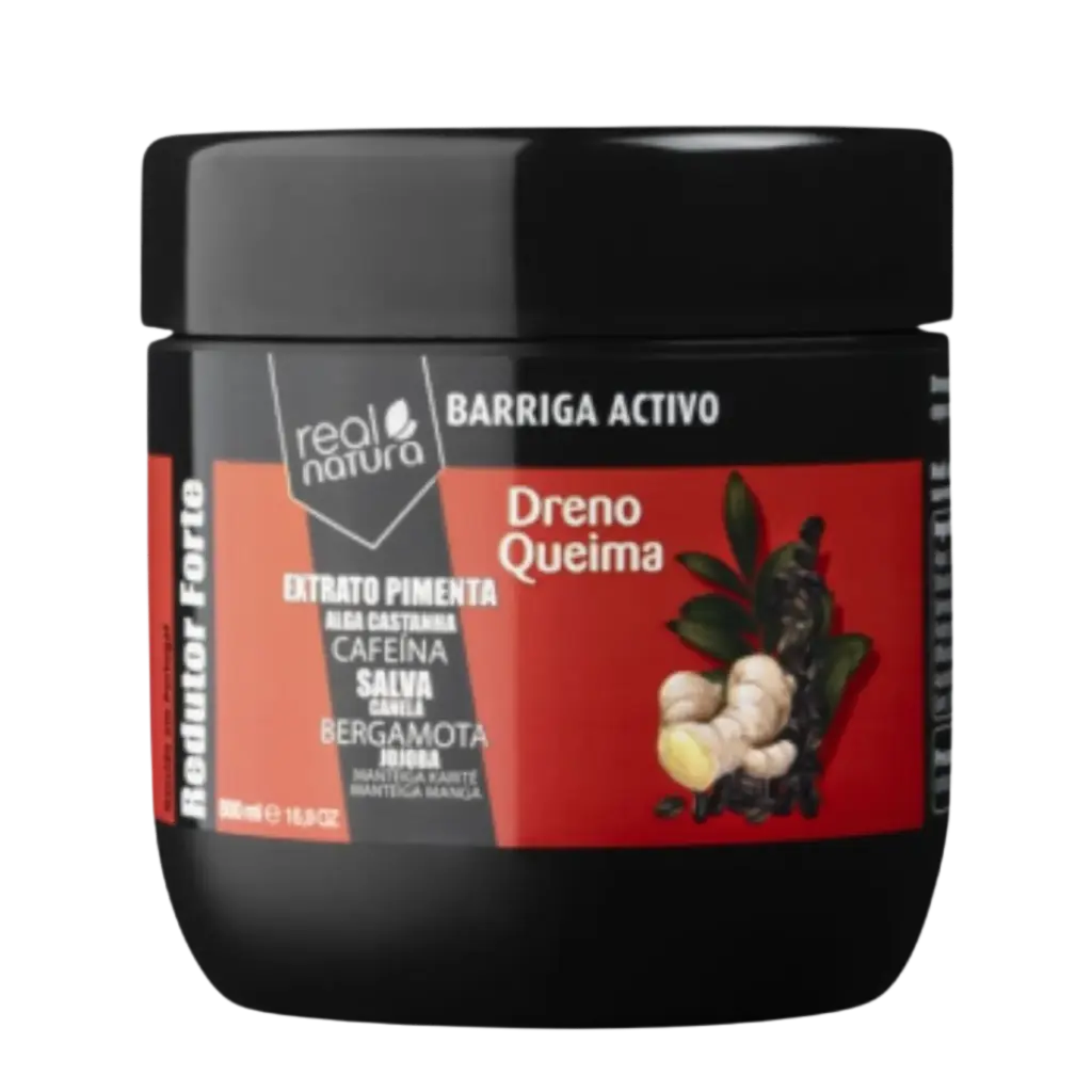Gel de massagem para perda de gordura abdominal e reafirmante - Dreno Queima - Real Natura 500ml