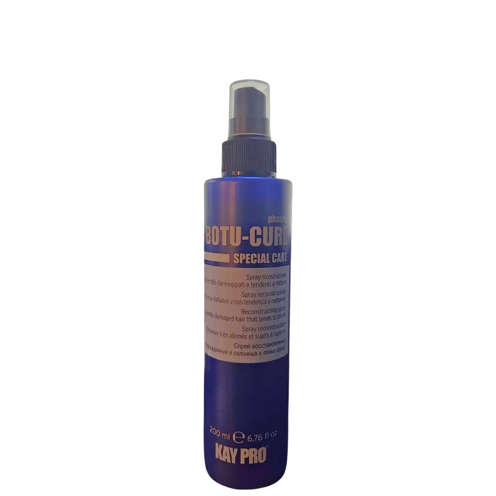 Spray de Reconstrução Profissional - Botu-Cure Fase 2 - Reparação Intensiva para Cabelos Muito Danificados e Quebradiços - KayPro 200ml