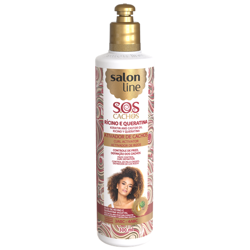 [7898009430187] Creme para Pentear com Ativador - SOS Cachos - Óleo de Rícino e Queratina - Define e Fortalece os Cachos - Salon Line 300ml