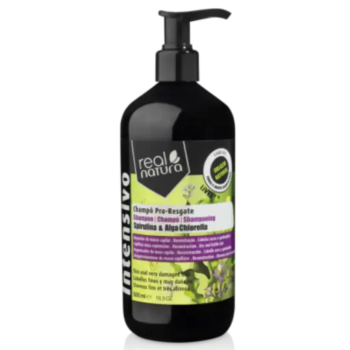 [5600493409196] Champô Reconstrutor - Spirulina e Alga Chlorella - Pro-Resgate - Real Natura 500ml