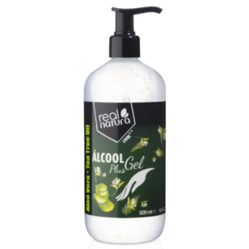 [5600493406706] Gel hydroalcoolique hydratant - avec aloès et huile d'arbre à thé - Real Natura 500ml