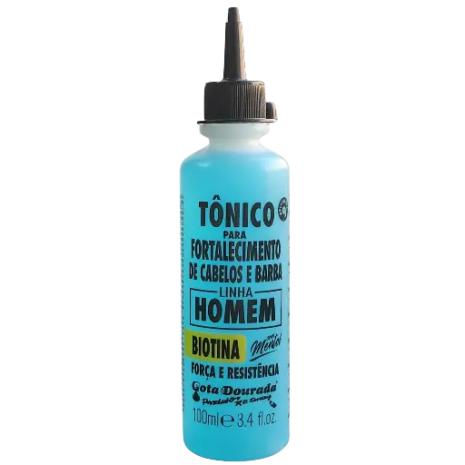 [7897158726509] Tónico masculino fortificante anti-queda cabelo e barba – Biotina e Menta - Gota Dourada 100ml
